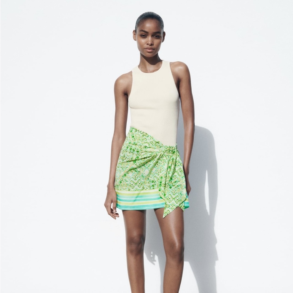 ZARA printed mini skirt
